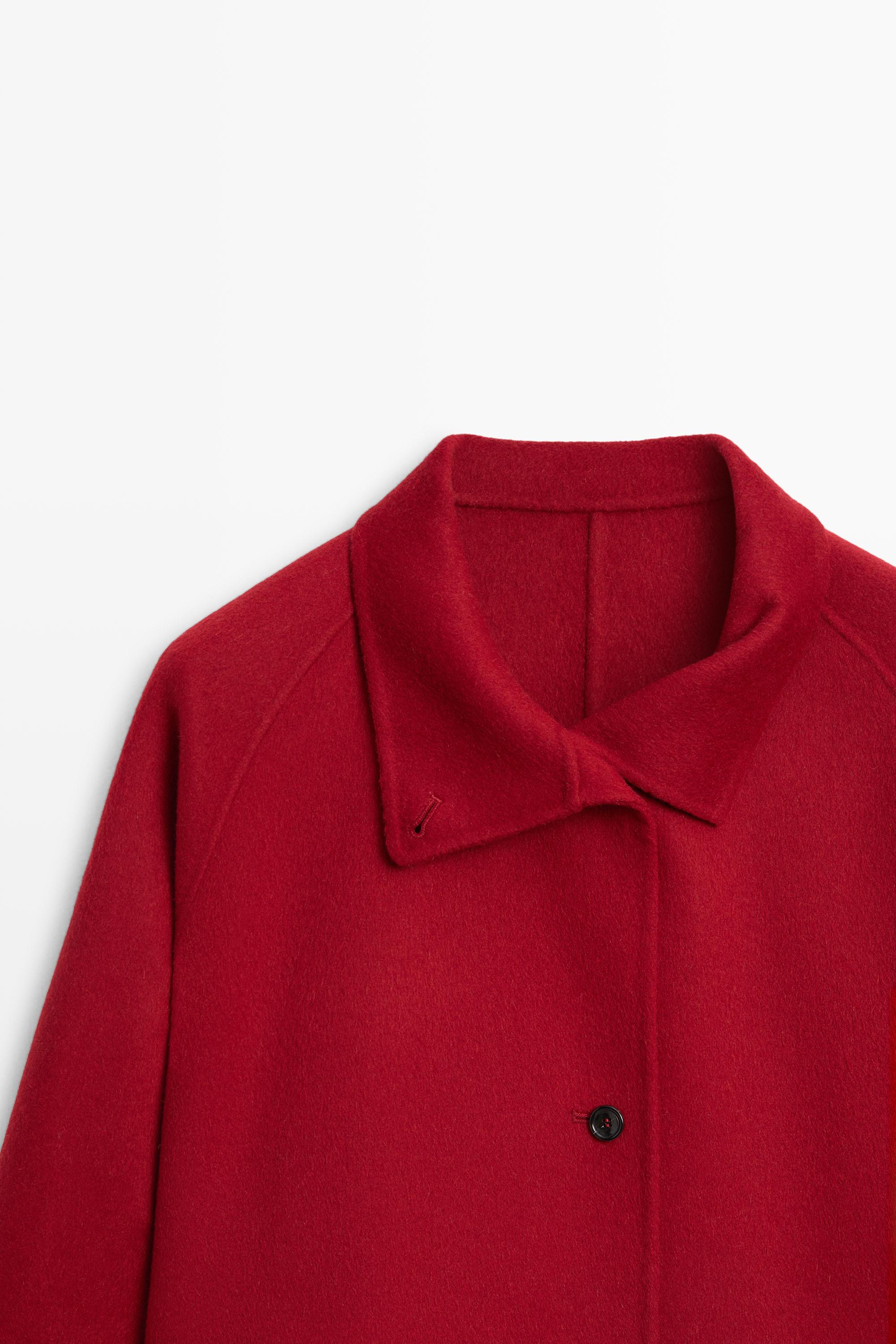 Court manteau col montant mélange laine